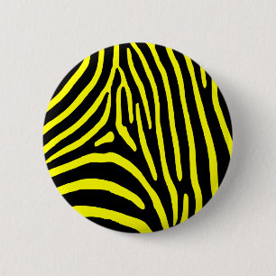 Gele zebrastrepen ronde button 5,7 cm