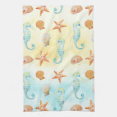 Gele zeebaars van Aqua Seahorse Starfish Shells Be Theedoek (Verticaal)