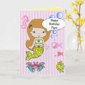  gele zeemeermin Happy Birthday Kaart (Gele Bloem)