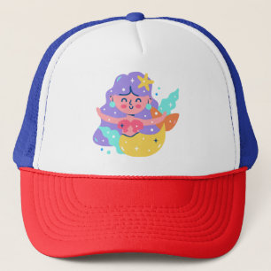 Gele zeemeermin trucker pet