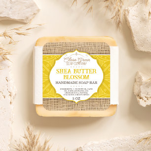 Gele zeep bar label burlap