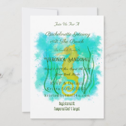 Gele zeepaard onder de zee  kaart (Voorkant)