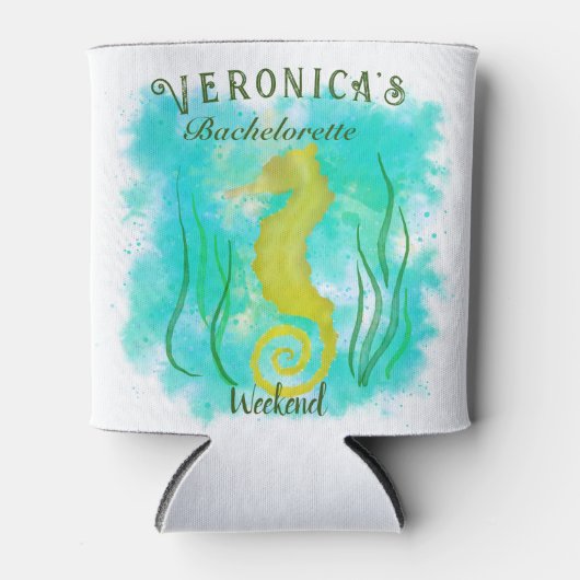 Gele zeepaard onder water blikjeskoeler (Voorkant)