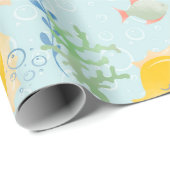 Gele zeepaardje onder Zee Baby shower Patroon Cadeaupapier (Rol Hoek)
