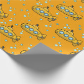 Gele zeepbellen blauw cadeaupapier (Hoek)