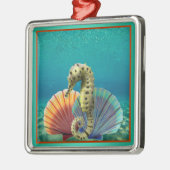 Gele zeepuizen en schelpdieren metalen ornament (Links)