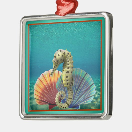 Gele zeepuizen en schelpdieren metalen ornament (Links)