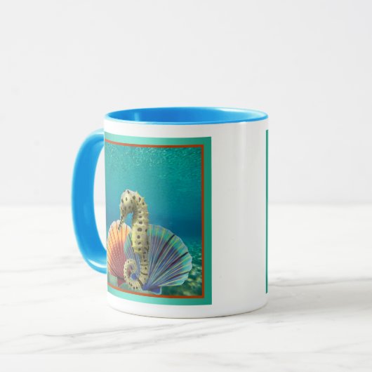 Gele zeepuizen en schelpdieren mok (Voorkant links)