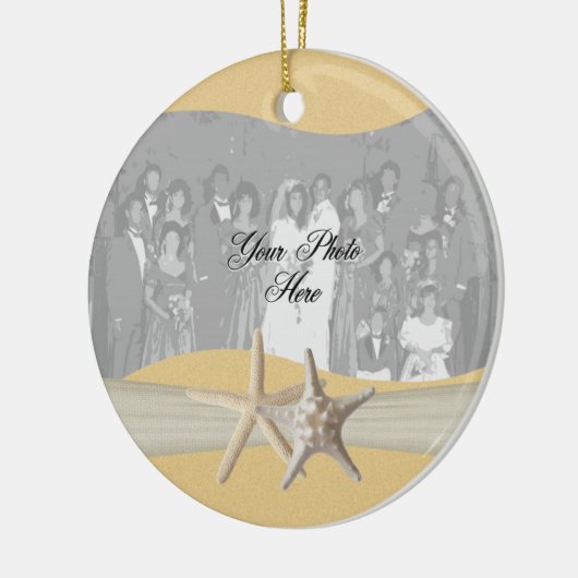 Gele zeesterren foto keramisch ornament (Links)