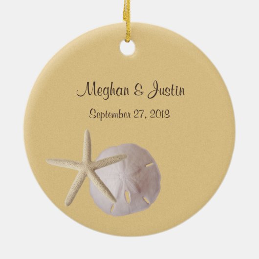 Gele zeesterren foto keramisch ornament (Achterkant)