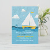 Gele zeilboot uitnodiging #2 (Staand voorkant)