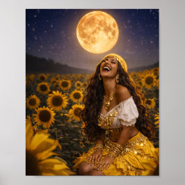 gele zigeunerposter (glanzend) || gitana-kunst poster