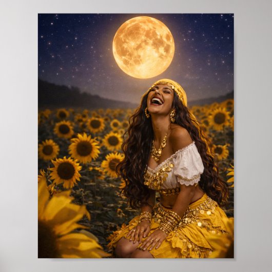 gele zigeunerposter (glanzend) || gitana-kunst poster (Voorkant)