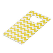 Gele zigzag, gele Chevron, geometrisch patroon Creditkaart Flessenopener (Voorkant Gekanteld)