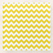 Gele zigzag, gele Chevron, geometrisch patroon Glazen Onderzetter (Voorkant)