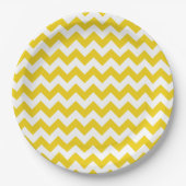 Gele zigzag, gele Chevron, geometrisch patroon Papieren Bordje (Voorkant)