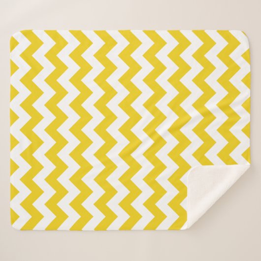 Gele zigzag, gele Chevron, geometrisch patroon Sherpa Deken (Voorkant (horizontaal))
