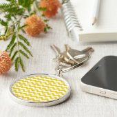 Gele zigzag, gele Chevron, geometrisch patroon Sleutelhanger (Zijkant)