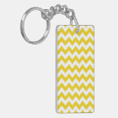 Gele zigzag, gele Chevron, geometrisch patroon Sleutelhanger (Voorkant Links)