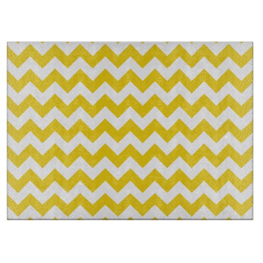 Gele zigzag, gele Chevron, geometrisch patroon Snijplank (Voorkant)