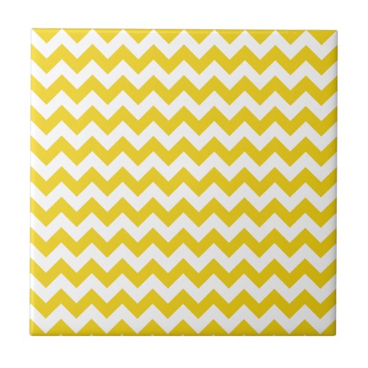 Gele zigzag, gele Chevron, geometrisch patroon Tegeltje (Voorkant)
