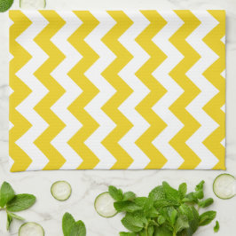 Gele zigzag, gele Chevron, geometrisch patroon Theedoek