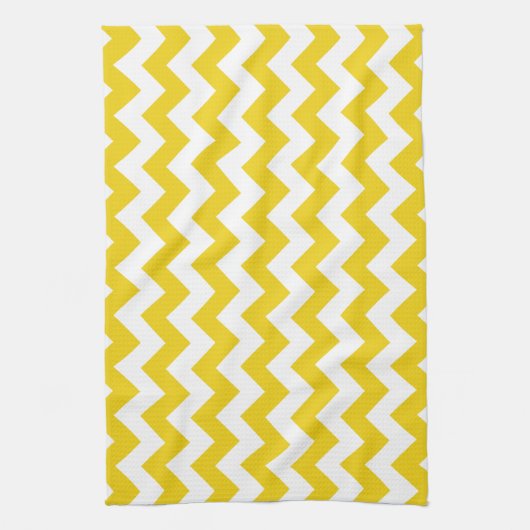 Gele zigzag, gele Chevron, geometrisch patroon Theedoek (Verticaal)