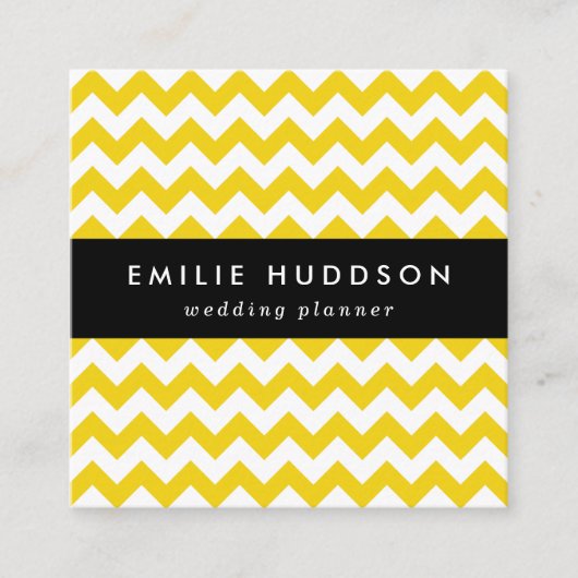 Gele zigzag, gele Chevron, geometrisch patroon Vierkante Visitekaartje (Voorkant)
