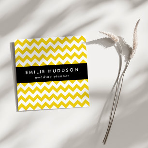 Gele zigzag, gele Chevron, geometrisch patroon Vierkante Visitekaartje