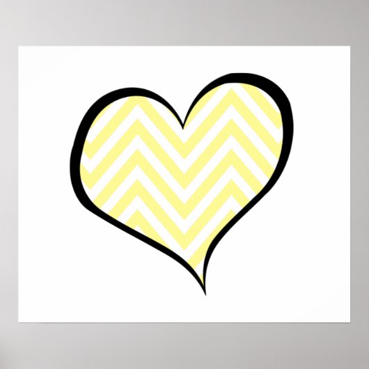 Gele zigzag, Gele Chevron, Golfpatroon, Hart Poster (Voorkant)