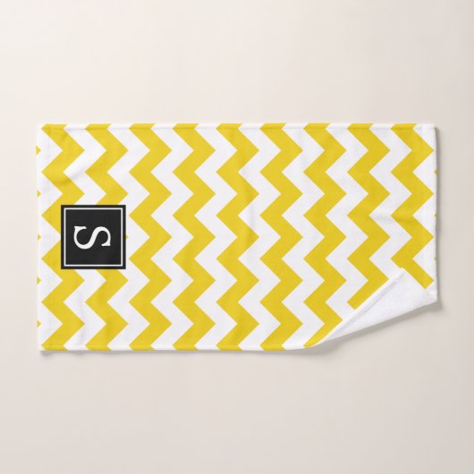 Gele zigzag, Gele Chevron, Monogram Bad Handdoek (Handdoek)