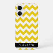 Gele Zigzag, Gele Chevron, Uw Naam iPhone 16 Hoesje (Achterkant)
