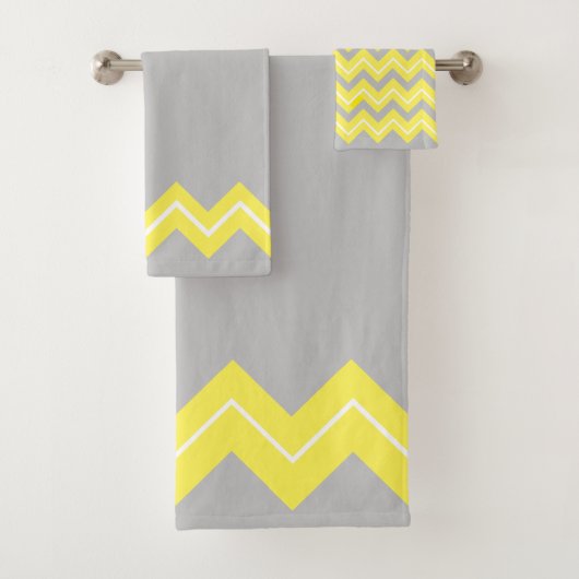 Gele zigzag op grijs bad handdoek (Insitu)