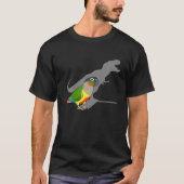 Gele zijkant Conure Rex Grappige Dinosaurus Papega T-shirt (Voorkant)