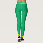 Gele zijstreep groene legging met aangepaste tekst (Achterkant)