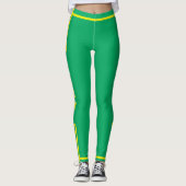 Gele zijstreep groene legging met aangepaste tekst (Voorkant)