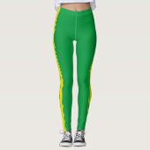 Gele Zijstreep Groene Leggings Aangepaste kleuren (Voorkant)