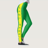 Gele Zijstreep Groene Leggings Aangepaste kleuren (Rechts)