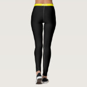 Gele zijstreep Zwarte Leggings Kies kleuren (Achterkant)