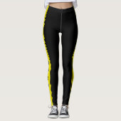 Gele zijstreep zwarte Leggings of kies kleuren (Voorkant)