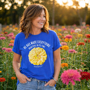 Gele Zinnia Bijbeltekst Bloemige Trouw T-shirt