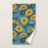 Gele Zinnias op donkerblauw Bad Handdoek (Handdoek)