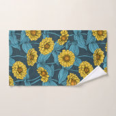 Gele Zinnias op donkerblauw Bad Handdoek (Handdoek)