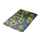 Gele Zinnias op donkerblauw Badmat (Gekanteld)