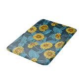Gele Zinnias op donkerblauw Badmat (Gekanteld)