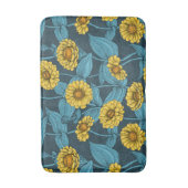 Gele Zinnias op donkerblauw Badmat (Voorkant Verticaal)