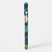 Gele Zinnias op donkerblauw iPhone Hoesje (Linkerkant)