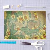 Gele Zinnias Waterverf Schilderen Bruin Tissuepapier (Craft)