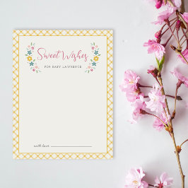 Gele Zoete Bloemige Wensen Voor Baby Shower Kaart Notitiekaartje