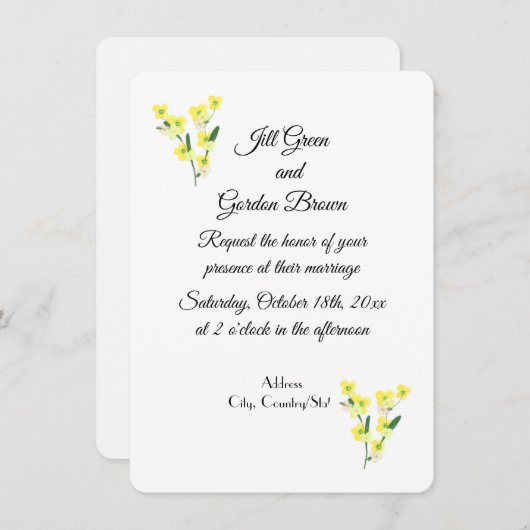 Gele zoete bloesems kaart (Voorkant / Achterkant)